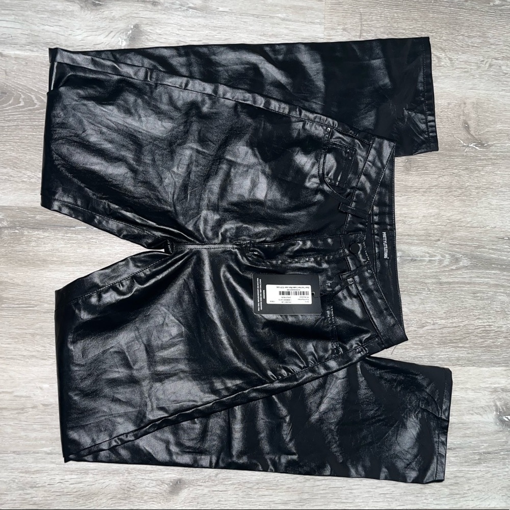 Black Tied Hem Coated Mom Jean